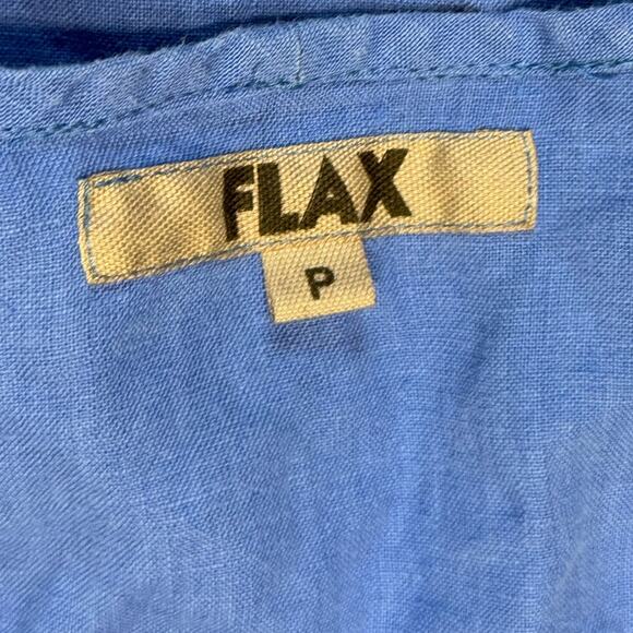 Flax Tunic Top Women Small Blue V-Neck 100% Linen Classic Lightweight Breathable - Picture 4 of 8